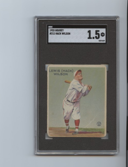 1933 Goudey Hack Wilson Brooklyn Dodgers #211 🚀😳💥 SGC Graded 1.5