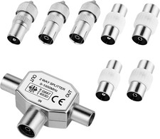 TV Aerial Splitter 2 Way with Male and Female Connectors, TV Ariel Connections,