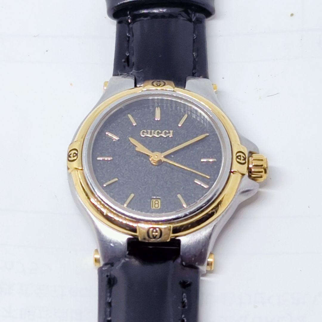 Gucci 9040L Silver Combi Women Quartz Watch Gold Silver Black Used From Japa