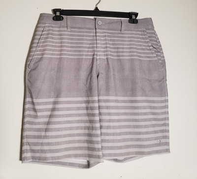 Hang Ten Men s Hybrid Swim Shorts Size 36 Meteorite Striped Gray