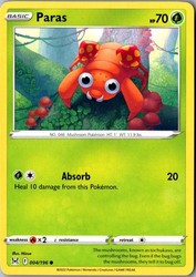 Paras 004/196 Lost Origin Common Pokemon Card