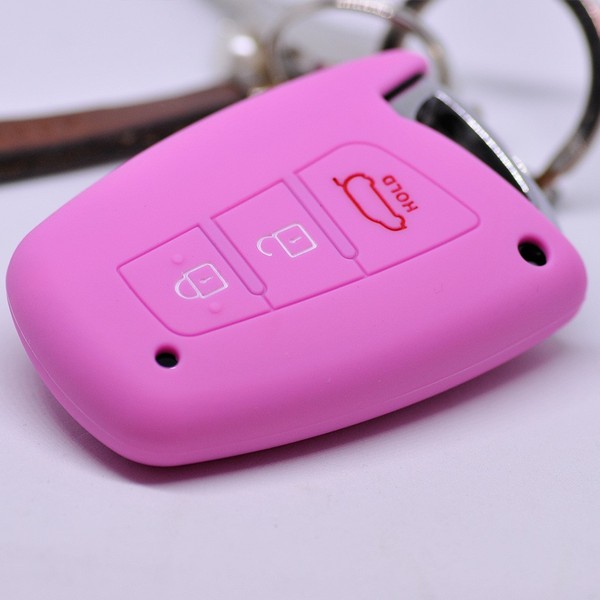 Auto SchlüSsel Silikon Schutz HüLle Rosa FüR Hyundai / KIA Smartkey Ab 2010-image