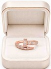 LAB CREATED WHITE SAPPHIRES NAIL RING 14K ROSE GOLD PLATED (.925) - NWT — photo 5