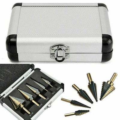 HSS 6PCS Titanium Step Drill Bit Set W Automatic Center Punch High Speed Steel