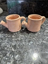 Small Pink And White Ceramic Watering Can Succulent Planters