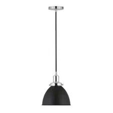 Madison 8" Wide Pendant with Metal Shade in Blackened Bronze/Polished Nickel