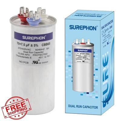 SUREPHON 70/7.5 Mfd 370/440V AC capacitor B70+7.5MFD