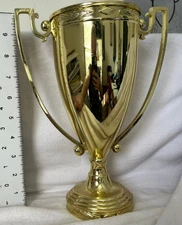 ONE NEW 10" Metal Gold cup with top for a trophy or cake topper