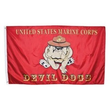USMC Devil Dogs Flag- US Marine Corps EGA & Bulldog- 3'X5' (Made in USA)