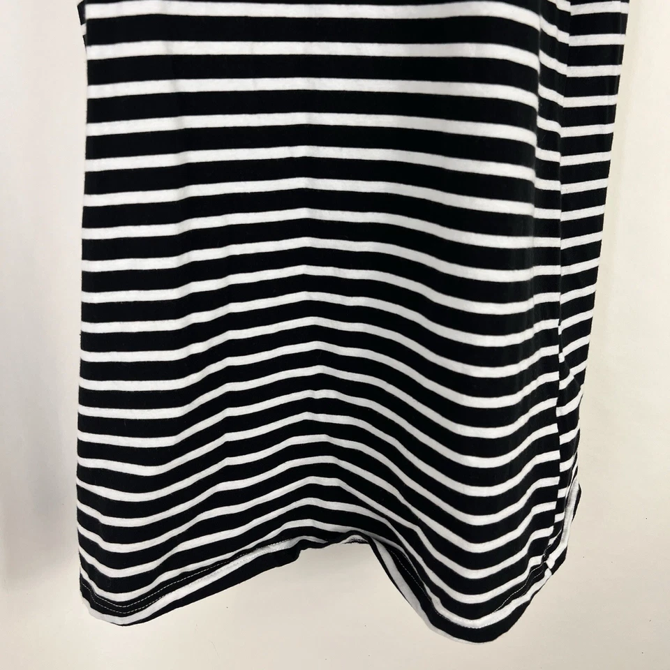 Blusa elástica manga corta con puños grandes negras blancas a rayas para mujer Foto 3 de 4