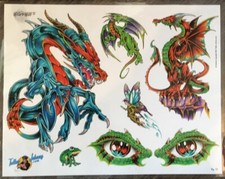 Tattoo Studio Shop Flash Single of Dragons Fairy Tattoo Johnny 11" X 14" Print