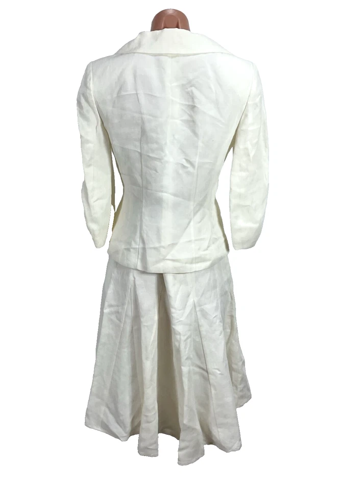 Ann Taylor Marfil Mezcla de Lino 2 Piezas Falda Chaqueta Traje Talla 2 Falda Tulipán NUEVA NUEVA CON ETIQUETAS Foto 2 de 4