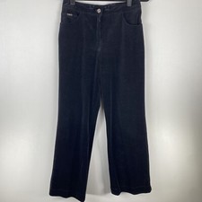 Vtg ST. JOHN Sport By Marie Gray Womens Size 4 Black Velvet Velour Pants Pockets