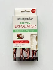 Spongeables Pre-Tan Exfoliator Body Wash in a Sponge w Coconut Oil & Olive Oil