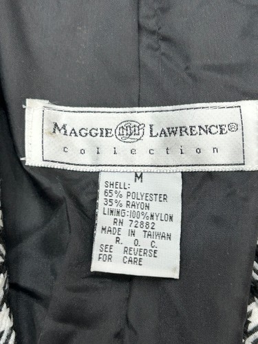 Vintage Maggie Lawrence Womens Black/White Houndstooth Notch Lapel Blazer Size M - Picture 4 of 8