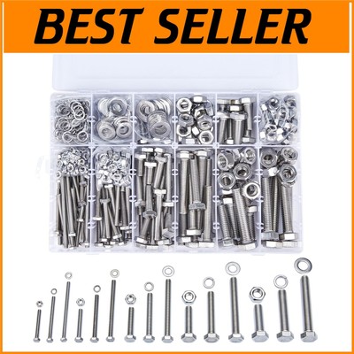 Multi-Size 608 Pcs M5-M12 Bolt Set - 304 Stainless Steel for All Applications