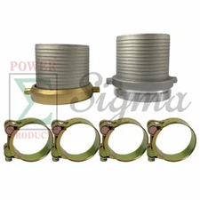 Sigma Aluminum Pin Lug Hose Shank Coupling Set Fitting W/ Brass Nut 6" & Clamps
