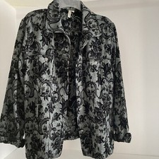 Focus Jacket Size Large Womans With Shoulder Pads, Button Up Front