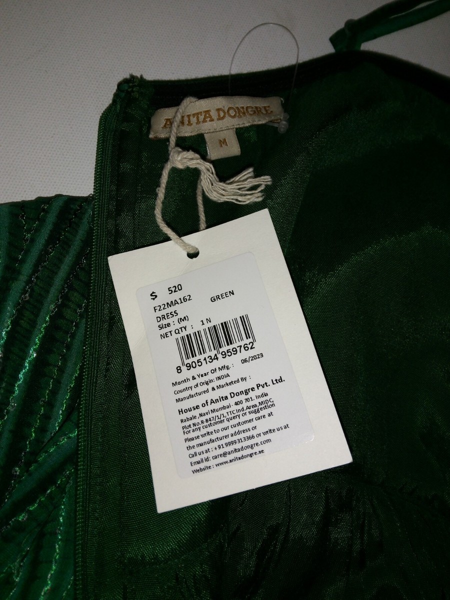 Anita Dongre Green NWT maxi Spaghetti Strap Embellished Dress $520 Sz  Medium | eBay