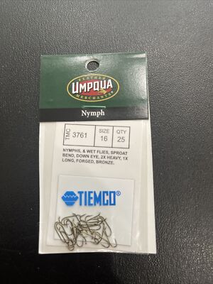 Umpqua Tiemco Nymph Fly Fishing Hooks TMC 3761 Sz 16 Qty 25 Bronze New