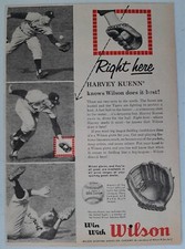 VINTAGE 1959 HARVEY KUENN DETROIT WILSON A2914 BASEBALL GLOVE ADVERTISEMENT