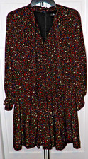 MADEWELL WOMEN'S BLACK MULTI 100% SILK LINED DRESS SIZE 2