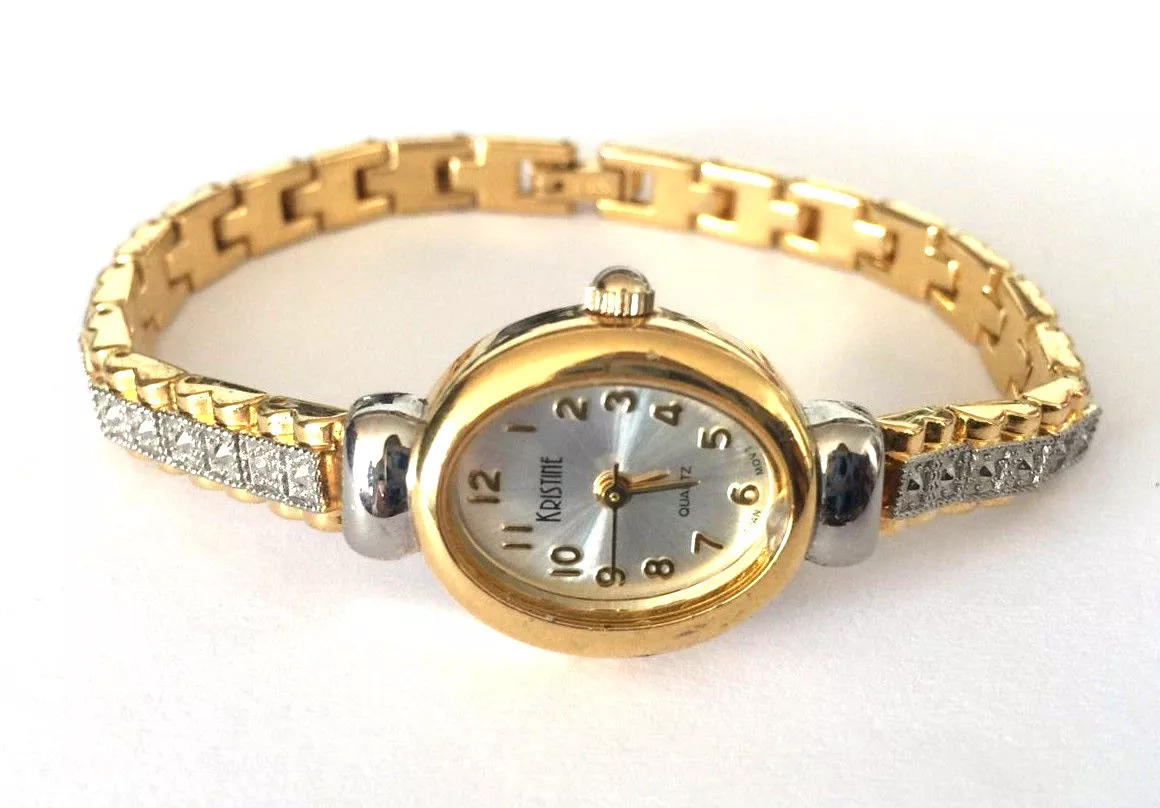 Kristine Quartz Lovely Women s Watch 8 St Steel Two Tone Runs New Battery