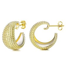 Chunky Gold Hoops Earrings for Women Thick 14K Real Gold 25MM Open Hoop