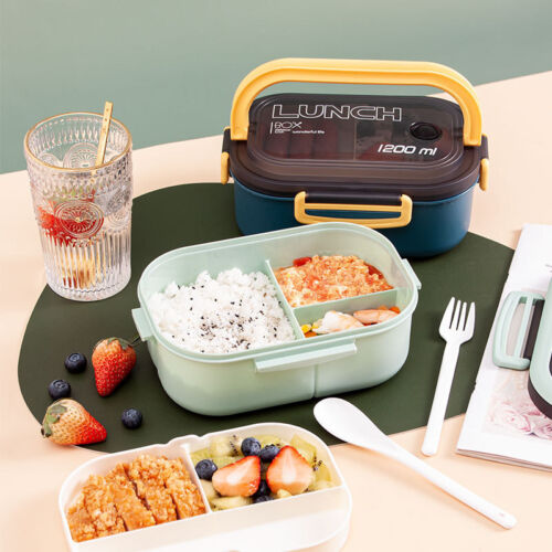 2 Schicht Brotdose Kinder Lunchbox mit 3 Fächer Frühstücksbox Picknick Bento+Box - Bild 1 von 7