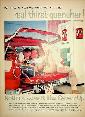 Original 1958 7Up AD: Put miles between you and Thirst with this