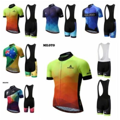 MILOTO Cycling Bib Set Men's Cycle Jersey Short Sleeve Cycling Bib Shorts  Kit UK