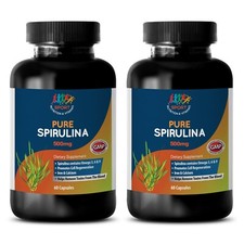 Spirulina Tablets Plant-Based Dietary Supplement 2 Bottles 