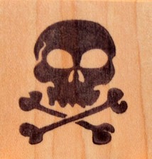 NEW Spooky Skull And Crossbones Rubber Art Stamp