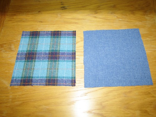 2 Piece Harris Tweed Craft Bundle with Label - Blue Purple Tartan - Picture 3 of 5