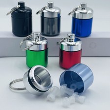 Keychain Medicine Pill Box Case Bottle Holder Waterproof Metal Container 6PCS