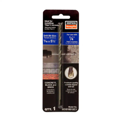 MDB 3/16 In. X 5-1/2 In. Carbide Masonry Titen Screw Drill Bit