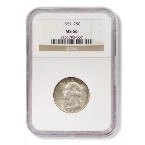 1951 U.S. Silver Washington Quarter Graded by NGC as MS-66.