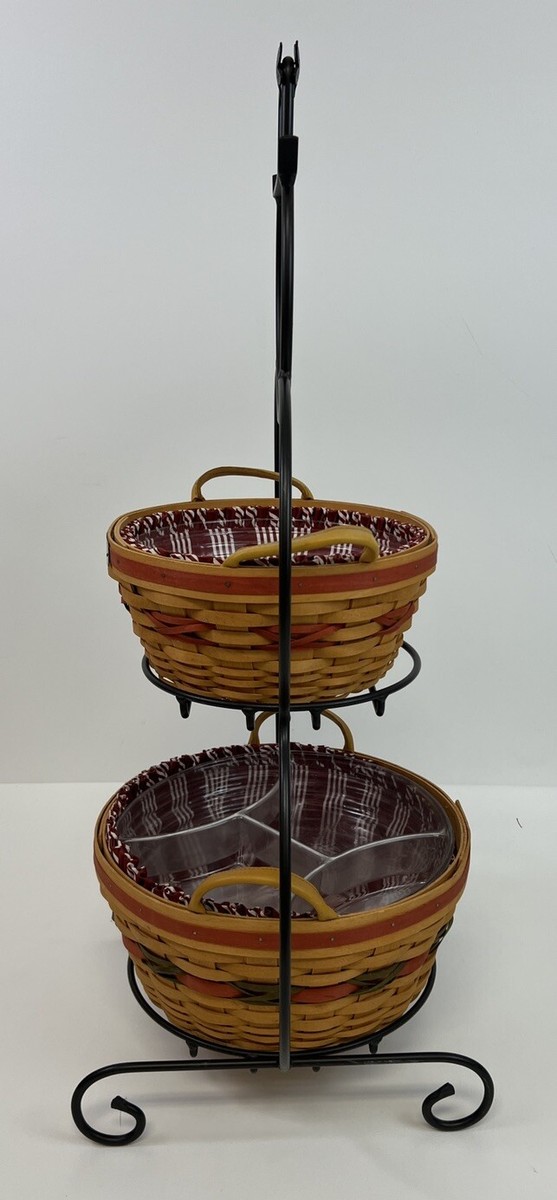 Longaberger Large Snowman Wrought Iron Stand W/ Two Baskets