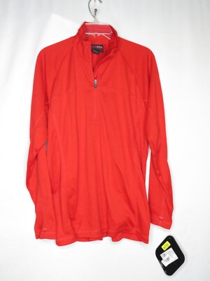 NWT AIGLE ACTIMUM RIBBON RED 1/4 ZIP FLEECE PULLOVER SZ L #Z466