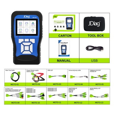 TopDiag M100 FULL Version Motorcycle Scanner Diagnostic Tool Battery Tester