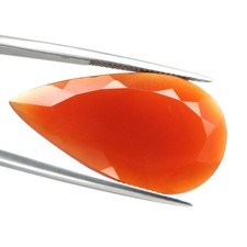 22.50 CT. Gemstone Unheated Orange Agate Botswana Pear 18 x 34 MM.