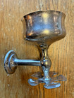 Vintage Silver Metal Soap Dish, Toothbrush Holders Wall Mount Mid Century — photo 3