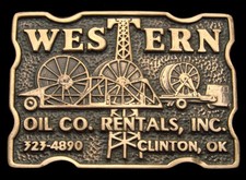 PF20182 GREAT 1970s  WESTERN OIL CO. RENTALS  SOLID BRASS OILFIELD BUCKLE