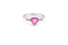 Sterling Silver 925 Lab-Created Pink Sapphire White Topaz Ring Size 8