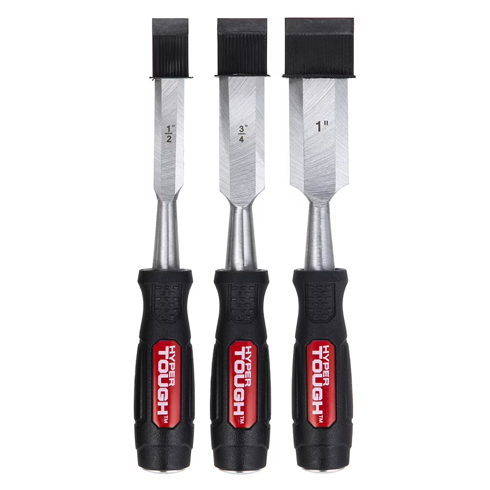 3 Piece Wood Chisel Set with Metal Striking Caps for Woodworking and ...