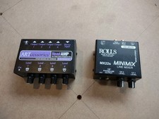 Rolls MX22s Mini Mix and ART Headlamp 4 Channel Headphone Amp Mixer Untested