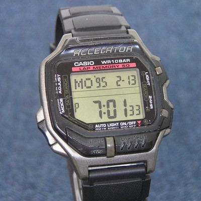 Casio Accelerator ACL-200 90s Digitaluhr Schwarz Resin Japanisch 100m Sport