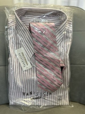 MENS BUTTON DOWN LONG SLEEVE SHIRT AND TIE SET SIZE XL NEW