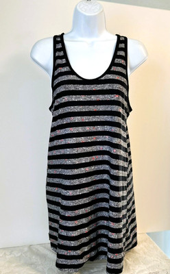 Lole Black Sleeveless Cut Out Back Black Striped Athleisure Dress- Small