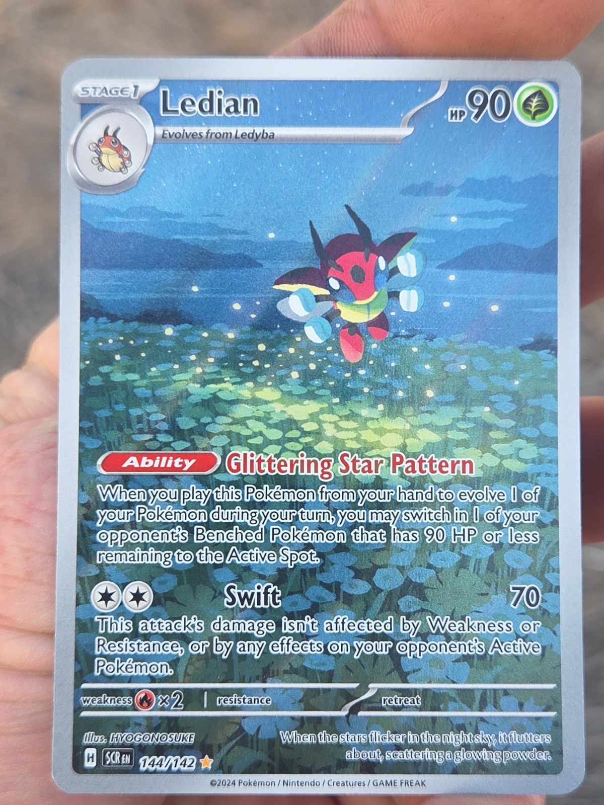 Ledian 144/142 Sv07: Stellar Crown Holo Illustration Rare Pokemon TCG NM
